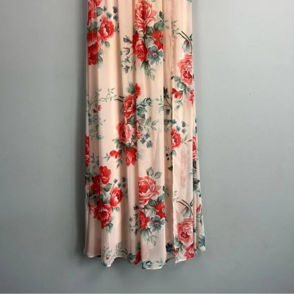 Lulu's Garden Meandering Blush Floral Print Maxi Dress S - Picture 4 of 10